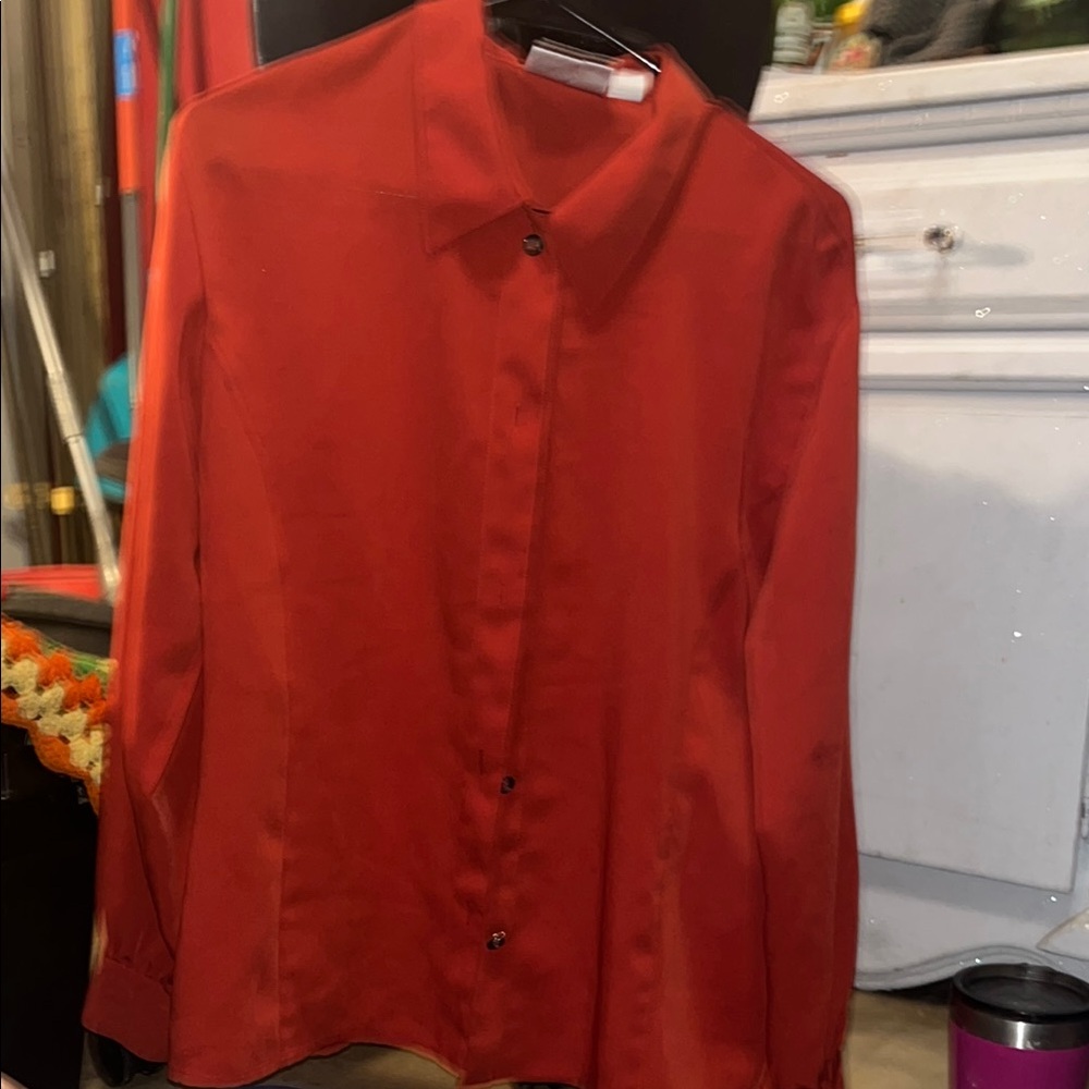 Elegant Red Button-Up Shirt.